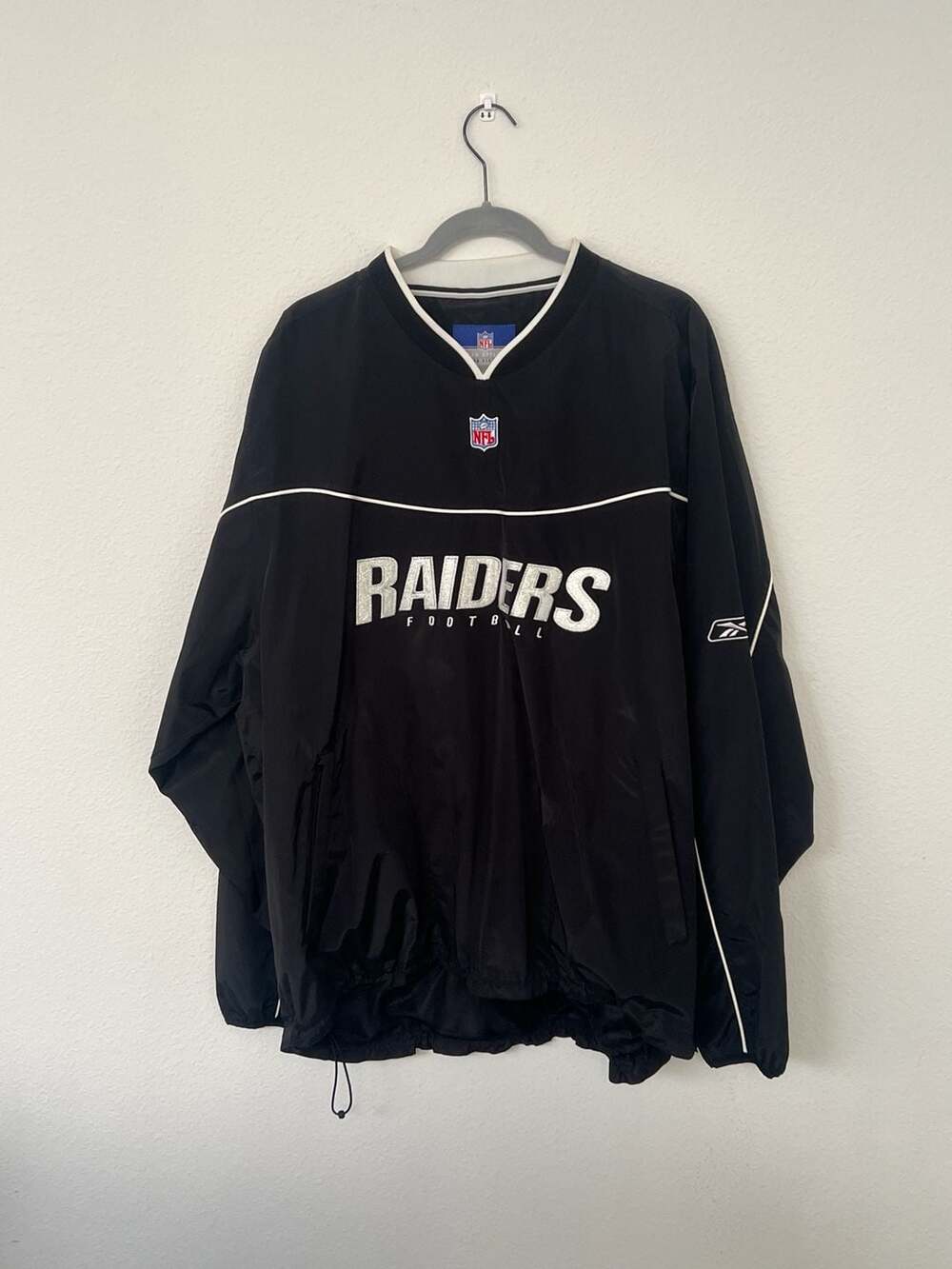 NFL Mens Black Raiders Football Polyester Blend Jacket XL Plain Sports – ,
